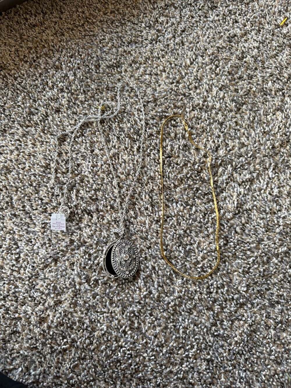 Lia Sophia Silver Tone Oval Pendant & Korea gold Necklace Lot 2